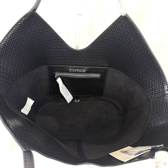 Steve Madden, Embossed Woven X-Large Tote Bag, Black, w/Colorful Bag Charms, NWT - Picture 5 of 16